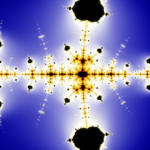 Blue and yellow fractal diagram.
